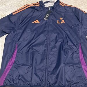 Adidas Navy Jacket with Orange and Purple Accents